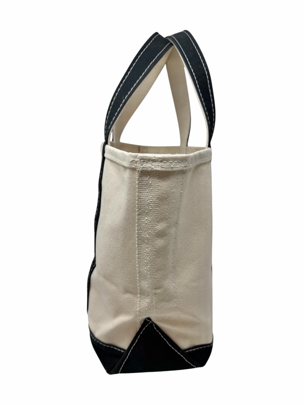L.L. Bean Boat and Tote Bag in Cream Canvas with Black Trim Purple Wisteria Logo - Picture 3 of 11